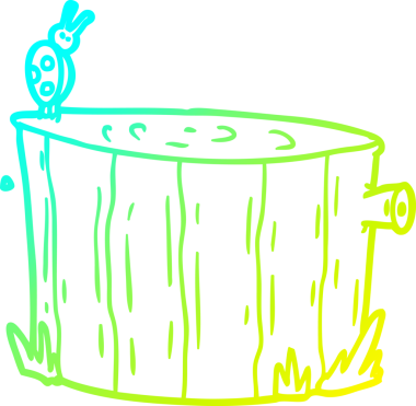 Bir insan tarafından çizilmiş bir ağaç kütüğünün soğuk gradyan çizimi