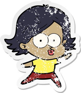 Bir insan tarafından çizilmiş karikatür kızının sıkıntılı çıkartması.