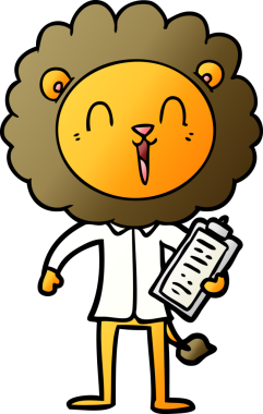 Bir insan tarafından çizilmiş gülen aslan çizgi filmi.