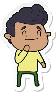 Bir insan tarafından çizilmiş mutlu bir çizgi film karakterinin çıkartması.