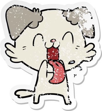 Bir insan tarafından çizilmiş, nefes nefese kalmış bir köpeğin sıkıntılı çıkartması.