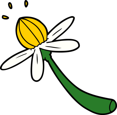 Bir insan tarafından çizilmiş karikatür çiçeği