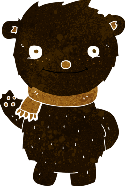 Bir insan tarafından çizilmiş şirin siyah ayı.