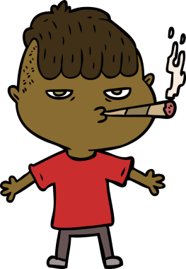 Bir insan tarafından çizilmiş sigara içen karikatürist.