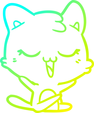 Bir insan tarafından çizilen çizgi film kedisinin soğuk gradyan çizgisi.