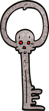 Bir insan tarafından çizilmiş garip kafatası anahtarı.