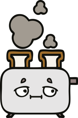 Bir insan tarafından çizilmiş bir tost makinesi karikatürü.