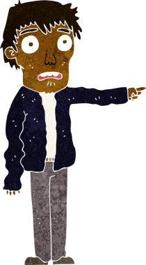 Bir insan tarafından çizilmiş korkmuş bir çizgi film.