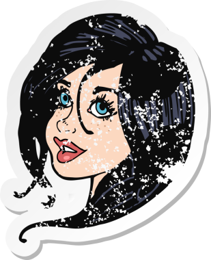 Bir insan tarafından çizilmiş bir karikatürün gerilimli retro yapıştırması.