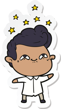 Bir insan tarafından çizilmiş heyecanlı bir adamın çıkartması.