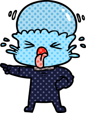 Bir insan tarafından çizilmiş iğrenç bir çizgi film uzaylısı.