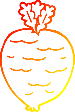 Bir insan tarafından çizilmiş karikatür kökü bitkisinin sıcak çizgi çizimi