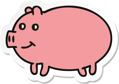 Bir insan tarafından çizilmiş şirin bir domuzun çıkartması.