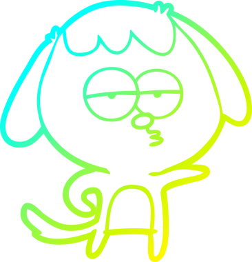 Bir insan tarafından çizilmiş ve sıkılmış bir köpeğin soğuk çizgi çizimi.