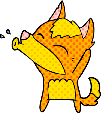 Bir insan tarafından çizilmiş tilki çizgi film karakteri