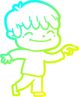 Bir çizgi film karakteri çizen soğuk çizgi bir insan tarafından çizilmiş mutlu çocuk.