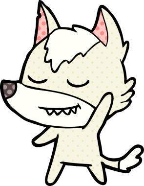 Bir insan tarafından çizilmiş dost canlısı bir kurt.