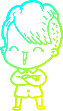 Bir insan tarafından çizilmiş, mutlu bir hipster kız çizgi filmi.