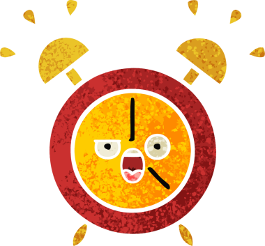 Bir insan tarafından çizilmiş alarm saatinin retro çizim tarzı karikatürü