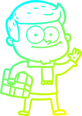 Bir insan tarafından çizilmiş mutlu bir adamın soğuk çizgi çizimi.