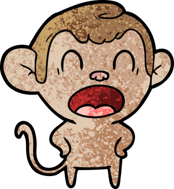 Bir insan tarafından çizilmiş bağıran çizgi maymun.