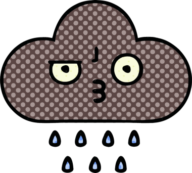 Bir insan tarafından çizilmiş fırtına yağmuru bulutu çizgi filmi.