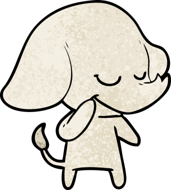 Bir insan tarafından çizilmiş gülümseyen bir fil.