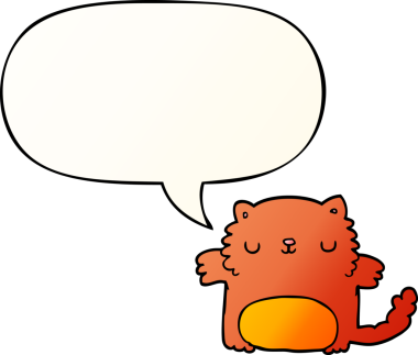 bir insan tarafından çizilmiş yumuşak eğimli konuşma baloncuklu çizgi film kedisi