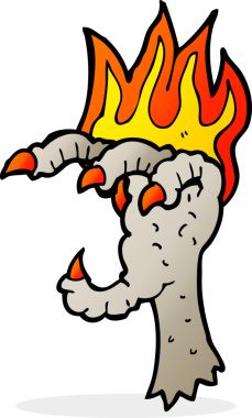 Bir insan tarafından çizilmiş garip pençeli çizgi film.