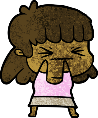 Bir insan tarafından çizilmiş kızgın bir kız.