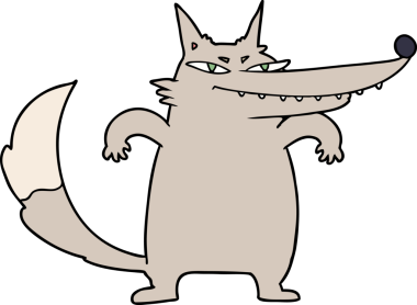 Bir insan tarafından çizilmiş sinsi bir kurt.