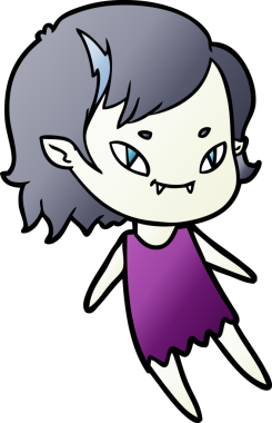 Bir insan tarafından çizilmiş çizgi film dostu vampir kız.