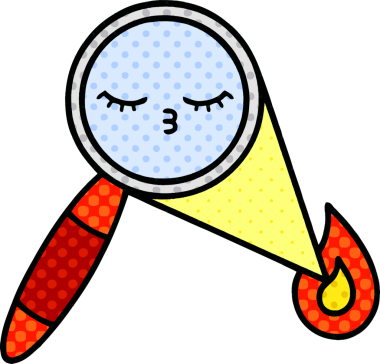 Bir insan tarafından çizilmiş bir büyüteçin çizgi roman tarzı karikatürü