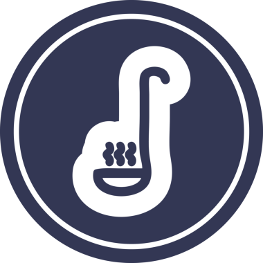 Bir insan tarafından çizilmiş çorba kepçesi yuvarlak simgesi sembolü