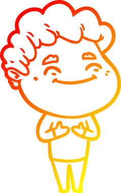 Bir insan tarafından çizilmiş, karikatür dostu bir adamın sıcak çizgi çizimi