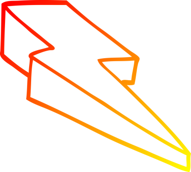 Bir insan tarafından çizilmiş dekoratif bir yıldırımın sıcak çizgi çizimi