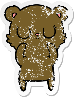 Bir insan tarafından çizilmiş barışçıl bir ayının sıkıntılı çıkartması.