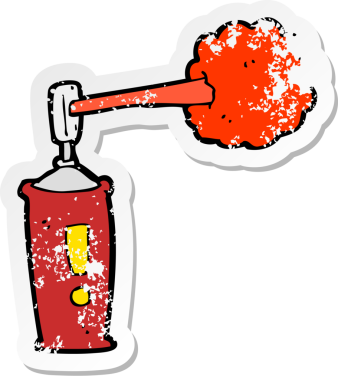 Bir insan tarafından çizilmiş karikatür spreyinin gerilimli yapıştırması.