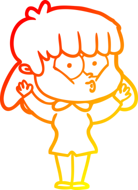 Bir insan tarafından çizilmiş, çizgi film karakteri ıslık çalan bir kız çizimi