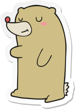 Bir insan tarafından çizilmiş şirin bir ayının çıkartması.