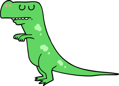 Bir insan tarafından çizilmiş karikatür dinozor.