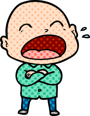 Bir insan tarafından çizilmiş kel adam diye bağıran çizgi film.