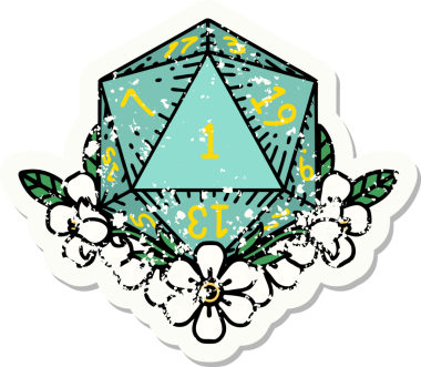 Doğal bir zarın grunge sticker 'ı bir insan tarafından çizilmiş çiçek elementleriyle yuvarlanıyor.