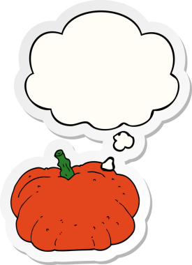 Düşünce baloncuklu balkabağı insan tarafından çizilmiş bir çıkartma.