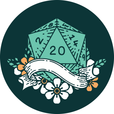 Bir insan tarafından çizilen 20 D20 zar atma ikonu