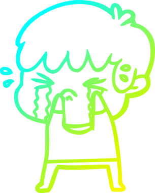 Bir insan tarafından çizilmiş ağlayan çizgi film çocuğu çizimi.