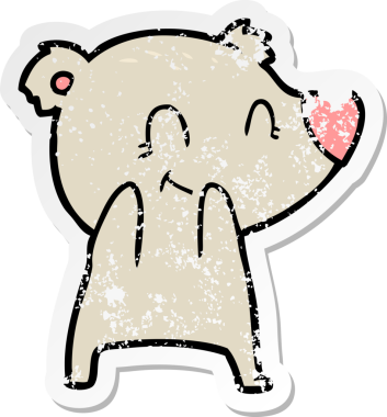 Bir insan tarafından çizilmiş dost canlısı bir ayı çizgi filminin sıkıntılı çıkartması.