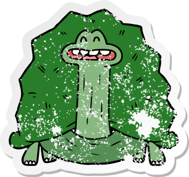 Bir insan tarafından çizilmiş komik bir karikatür kaplumbağasının sıkıntılı çıkartması.