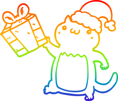 Gökkuşağı gradyan çizgisi. Bir insan tarafından çizilmiş şirin bir çizgi film çizimi.