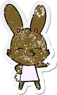 Bir insan tarafından çizilmiş garip bir tavşan çizgi filminin sıkıntılı çıkartması.